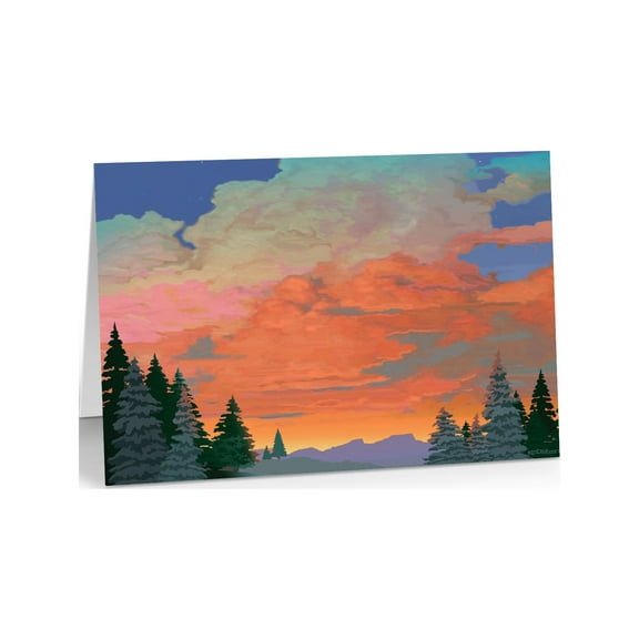 Forest Sunset Note Card - 10 Boxed Cards & Envelopes - 14377