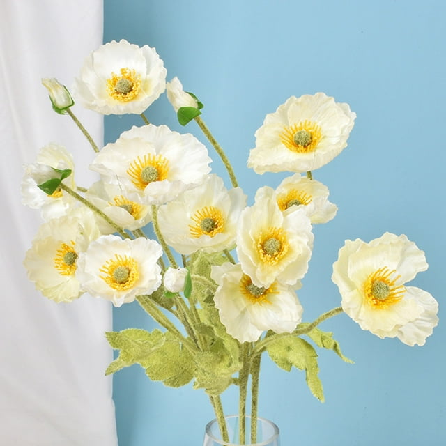 3 Flores Artificiales de Amapola Arreglo Auténtico de Plantas de Amapola para Decoraciones de Boda en la Cocina del Hogar ANGGREK Otros