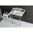 thumbnail image 3 of Kingston Brass LMS30MBSQ6 Pemberton 30" Carrara Marble Console Sink with Brass Legs (8-Inch, 3-Hole), Carrara Marble White/Polished Nickel, 3 of 8