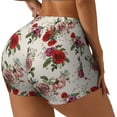 thumbnail image 2 of Xecao Rose Flowers Print Workout Shorts for Women Soft Smooth Gym Yoga Scrunch Active Tennis Workout Running Shorts, 2 of 9