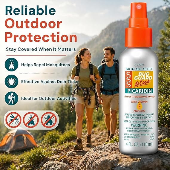Avon Skin So Soft Bug Guard, Travel Size Insect Repellent Spray with Picaridin, DEET-Free, 4 fl oz