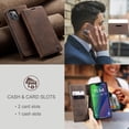 thumbnail image 2 of Dteck Wallet Case for iPhone 15 Plus, Handmade Retro Durable Soft PU Leather Magnetic Closure Flip Anti-Fall Shockproof Case with Kickstand and Card Slots Protective Cover for iPhone 15 Plus, Coffee, 2 of 5