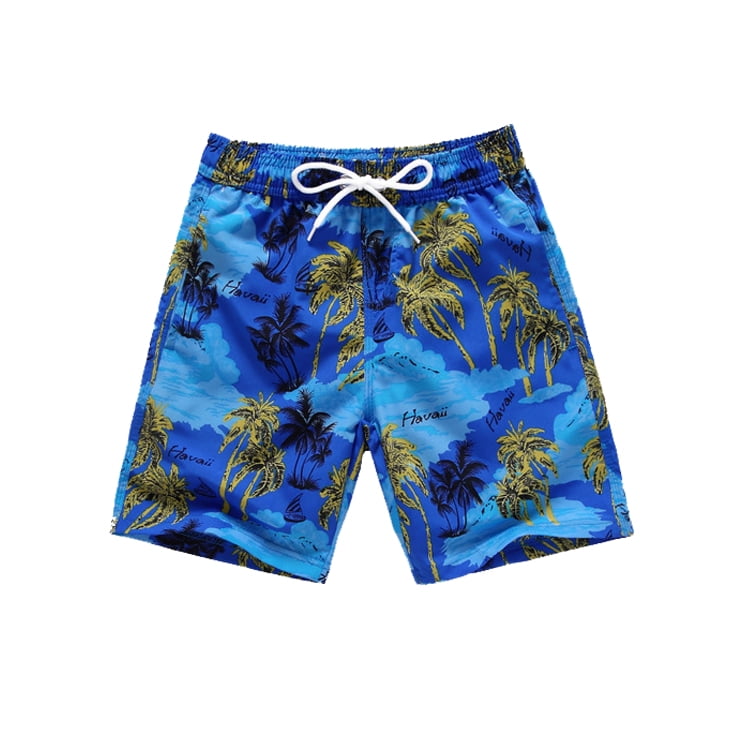 Men's Teen's Swim Pants Board Shorts 34 Size Summer Novelty Swim Trunks Blue