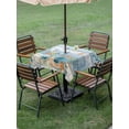thumbnail image 4 of Outdoor Tablecloth with Umbrella Hole for Patio/Picnic/Party/Camping, Blue Coastal Waterproof Table Cloth Square Cover Washable, Summer Beach Starfish Shell Coral Nautical (60"x 60"), 4 of 8