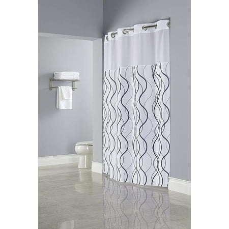 Hookless Waves Sheer Polyester Shower, Hookless Stall Shower Curtain Canada