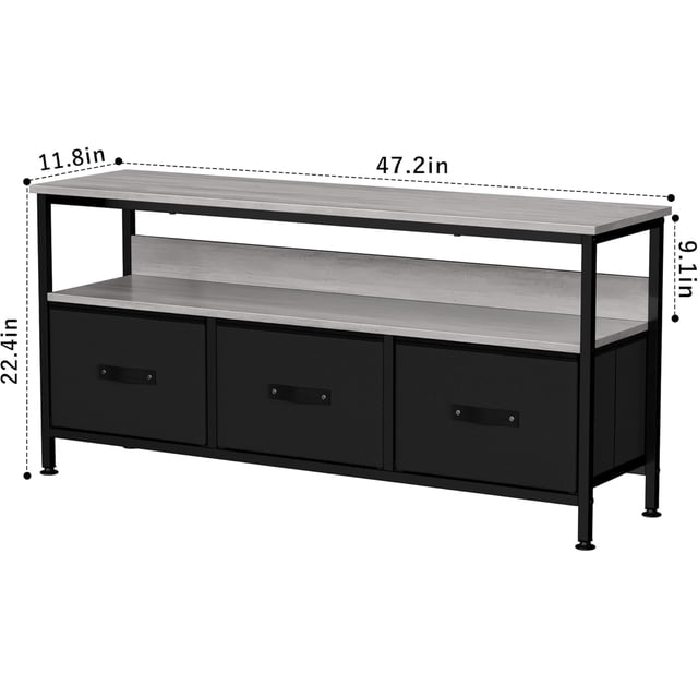 QinaQin Meuble Télé Commode avec Rangement, 55 Pouces, Noir