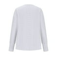 thumbnail image 3 of Oalirro White V Neck Long Sleeve Tops for Women 2024 Women's Fashion Casual V-neck Long Sleeve Button Hollow-out Solid Color Blouse, 3 of 5