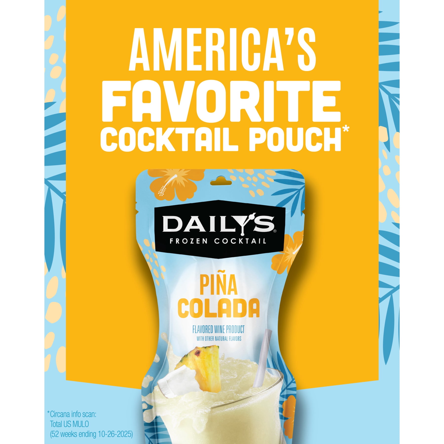 Daily's Pina Colada Pineapple & Coconut Wine Based Cocktail, 10 oz Pouch, 5.0% ABV