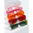 5pcs Rectangular Full-Frame Red & Champagne Vintage Glasses for Fashion ...