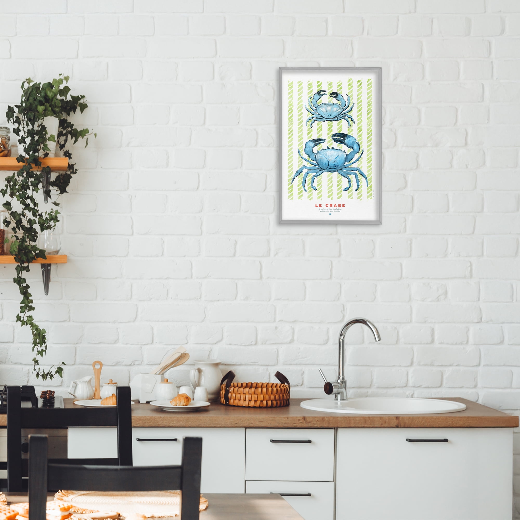 Stupell Industries Modern Bistro Crabs Gray Framed Giclee Art, design by Chad Barrett