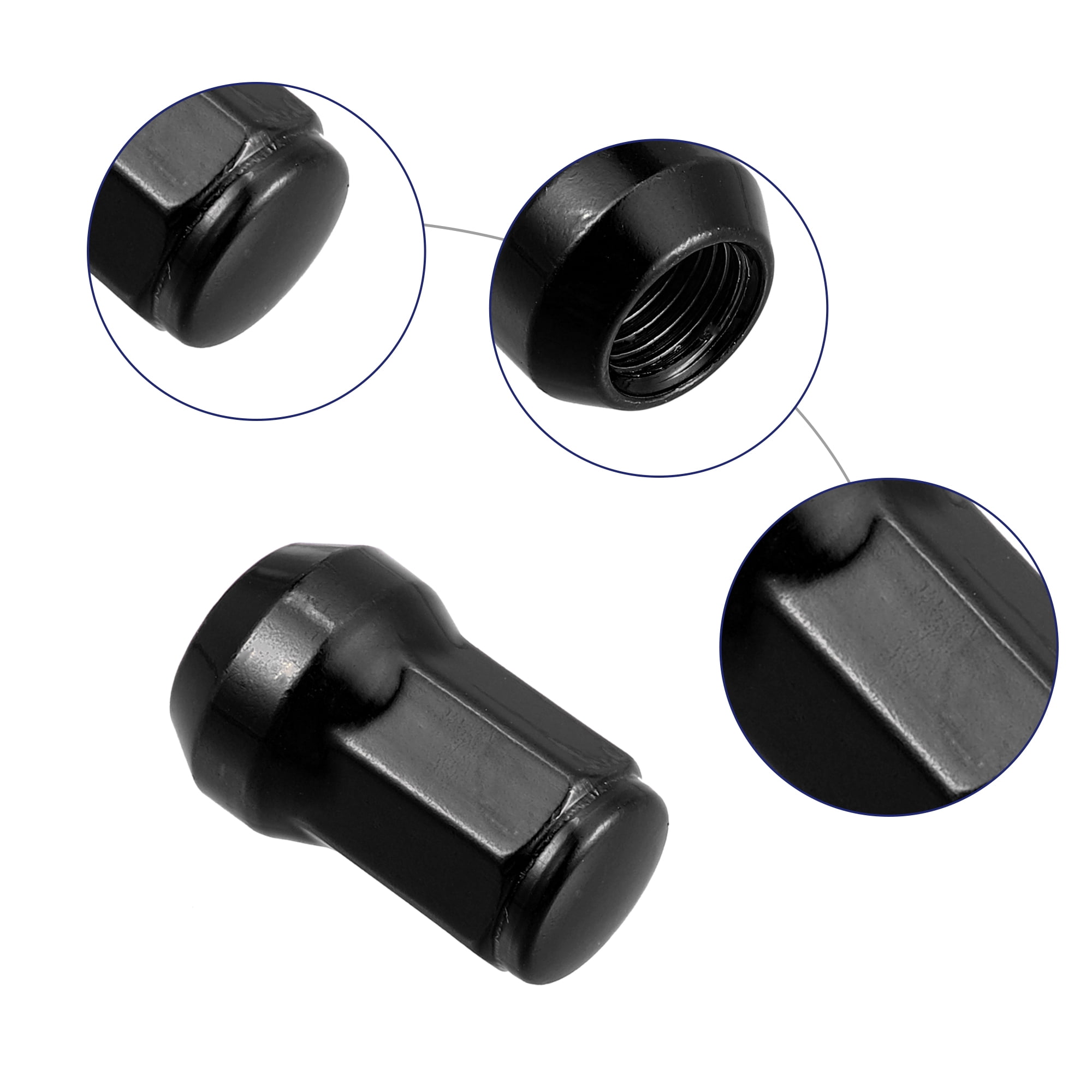 Unique Bargains 20Pcs M12 x 1.5 Cone Seat Closed End Bulge Acorn Hex Wheel Nut Black