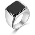 thumbnail image 1 of ORUYROP Solid Stainless Steel Mens Signet Ring Setting with Black Onyx / Turquoise Classic Band Rings Gift Size 7-13, 1 of 7