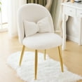 thumbnail image 2 of Zimtown Vanity Makeup Chair Armless Home Office Chair for Bedroom or Study Teddy Fleece, White, 2 of 9