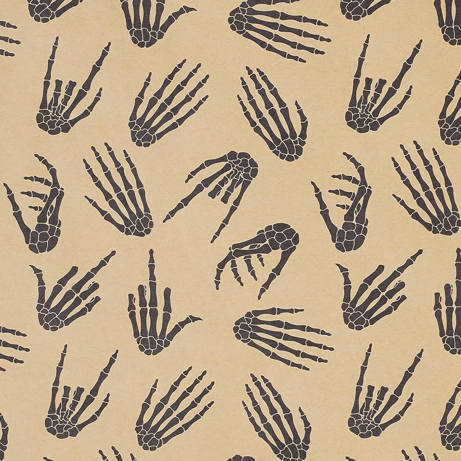 Halloween Skeleton Hand Wrapping Paper Roll, Mini Roll, Black Bone Hand Design, Gothic Kraft Gift Wrap Paper for Spooky Gifts, Halloween Party Favors, Trick or Treat, 17 Inches x 16.4 Feet