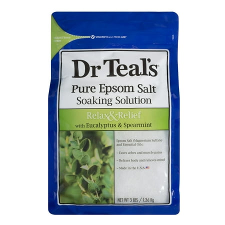 Dr Teal's Epsom Salt Soaking Solution with Eucalyptus Spearmint, 3 lb.