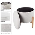 thumbnail image 4 of Lavish Home Round Ottoman with Removable Top for Storage (Light Gray), 4 of 11