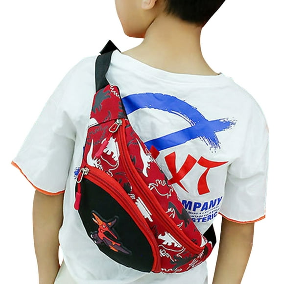 Opperiaya Children Boys Zipper Belt Bag Cute Cartoon Dinosaur Print Chest Bag