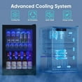 thumbnail image 3 of 2.5 Cu.Ft Wine Fridge, Mini Fridge With Glass Door, Wine Cooler Refrigerator, Beverage Drink Beer Cooler, Adjustable Shelves & Digital Temperature Display, 22 Bottle 95 Can, 3 of 7