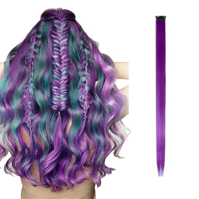 Extensions de Cheveux Colorées Mode pour Femmes, Multi-Couleurs, Clip de Fête en Cheveux Synthétiques