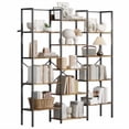 thumbnail image 2 of Studyset Triple Column 5-Tier Bookshelf,Bookcase W/14 Display Shelves, Rustic Industrial Bookshelf with Frame, Modern Wide Large Book Shelf Book Case, Ideal for Living Room, Home and Offcie, Black, 2 of 8