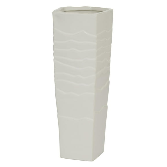 DecMode 13" Textured White Ceramic Vase