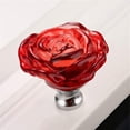 thumbnail image 2 of Juego de 8 tiradores decorativos para armarios, tiradores de cristal con forma de rosa, tiradores de flores para cajones y armarios (rojo y azul), 2 of 5