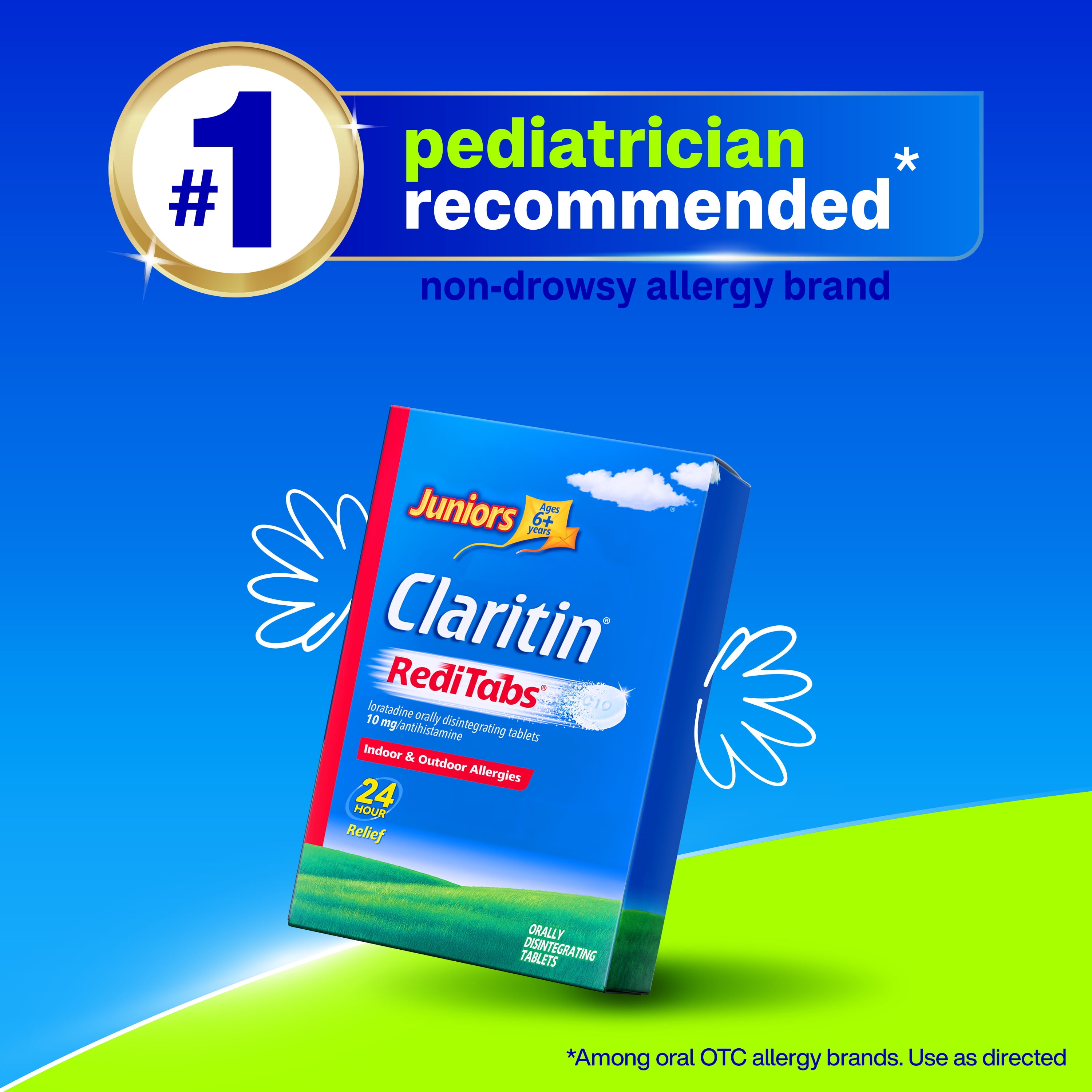 Claritin Juniors RediTabs, 24 Hour Non-Drowsy Allergy Medicine, Loratadine 10 mg, 10 Ct
