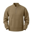 thumbnail image 2 of Bosfbaoi Men's Quarter Zip Ribbed Sweatshirts Stand Collar Kangaroo Pocket Long Sleeve Casual Pullover Tops, 2 of 7
