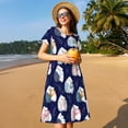 thumbnail image 4 of Fotbe Mom And Baby Owls Vestido Largo de Moda para Mujer, Vestido Tipo Camiseta con Manga Corta y Estilo Casual a Rayas y Bloques de Color, 4 of 6