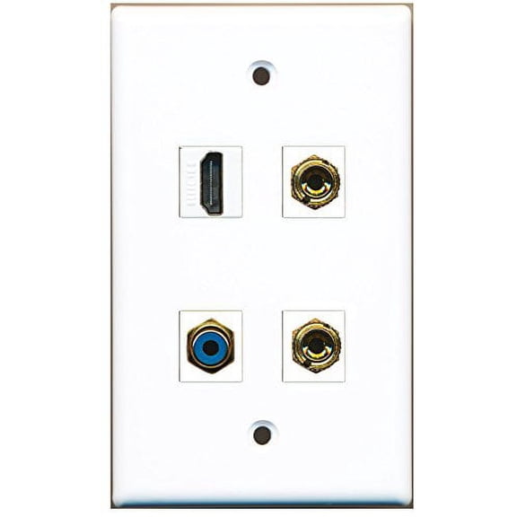 RiteAV - 1 Port HDMI 1 Port RCA Blue 2 Port Banana Speaker Wall Plate