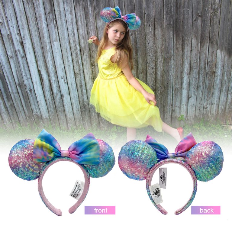Fashion Bow Minnie Ears Sequin Headband Pastel Rainbow Tie  display picture 1