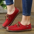 thumbnail image 3 of Vintage Penny Loafers Casual Shoes for Women Comfort Protective Toe Suede Lace up Walking Flats Wide Feet Boat Loafers, 3 of 5