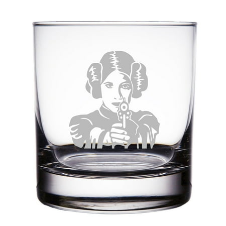 Princess Leia Star Wars Engraved 10 oz Rock Glass