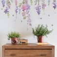 thumbnail image 3 of Calcomanías de pared de flores, enredaderas colgantes moradas, pegatinas de pared florales para niñas, dormitorio, guardería, decoración para las paredes del salón, 3 of 5