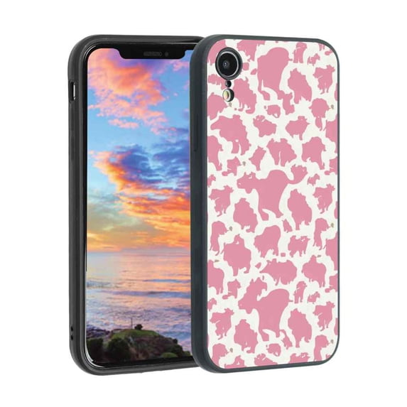 Retro-Cowgirl-cow-print-1 Phone Case, Degined for iPhone XR Case Men Women, Flexible Silicone Shockproof Case for iPhone XR