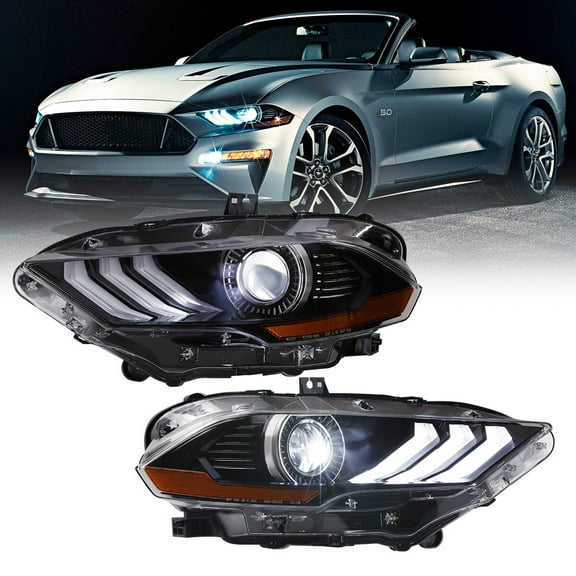 2 X LED Headlight for 2018 2019 2020 2021 2022 2023 Ford Mustang Projector DRL L R