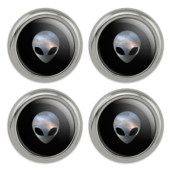 Alien Head in Space Metal Craft Sewing Novelty Buttons - Set of 4
