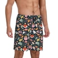 thumbnail image 2 of Balery Autumn Fox Owl Pantalones cortos de pijama de punto de algodón para hombre con cinturilla y bolsillos-X-Large, 2 of 6