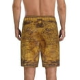 thumbnail image 2 of Balery Vintage Map Men's Cotton Knit Pajama Shorts Waistband & Pockets,Short Pajama Pants-3X-Large, 2 of 8