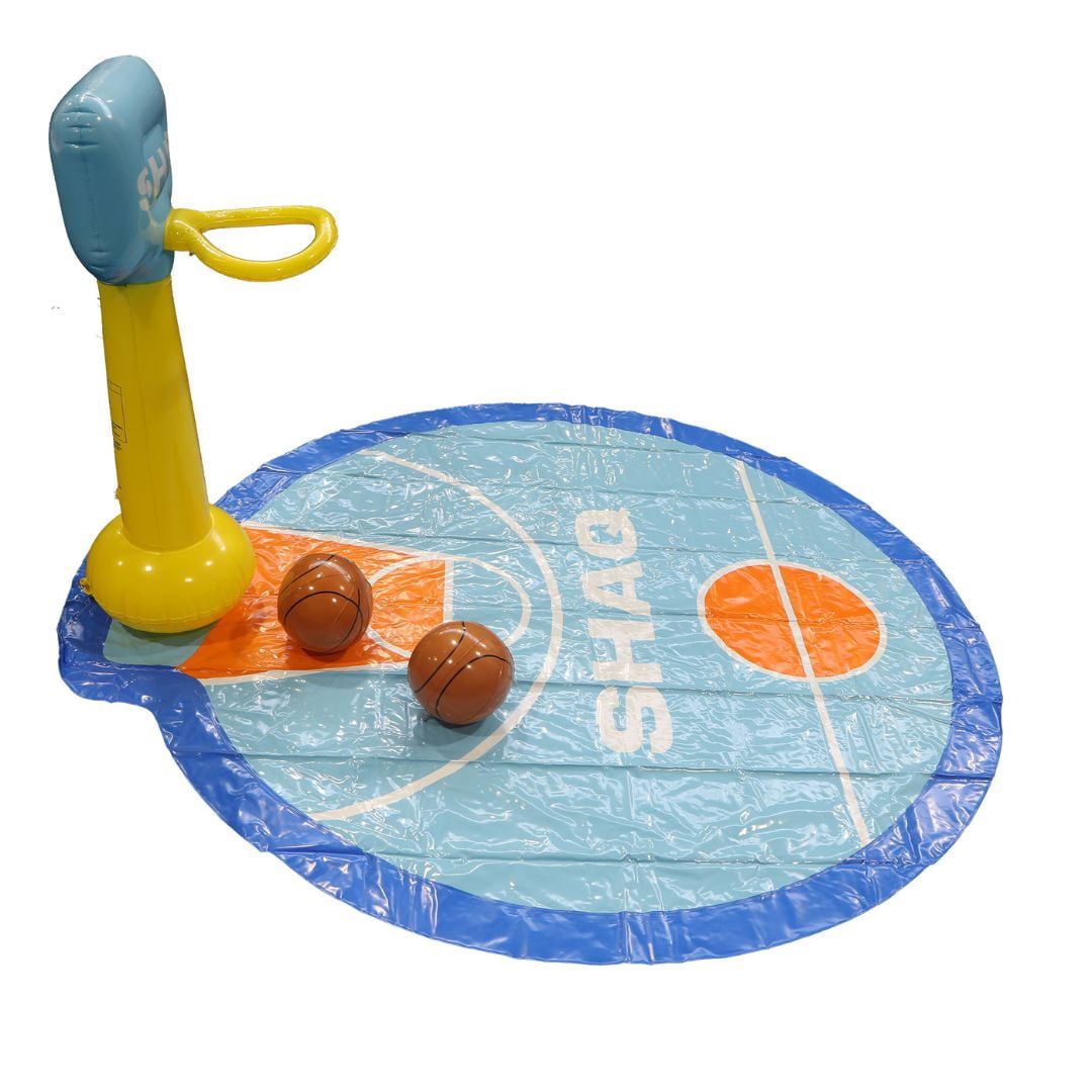 SHAQ Basketball Sprinkler Fun Mat for Kids Outdoor Water Play Pool Splash Game Perfect for Summer Cooling Fun Interactive Water Sports Durable Easy Setup Safe for Children Ages 3 and Up