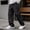 Black, variant on Men's Cotton Linen Blend Pants with Black Label Patch and Drawstring Waist Featuring Loose Straight Leg Cut in Grey Blue White Purple Green Beige Brown for Summer Days Beach Walks Purple XXL