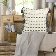 thumbnail image 2 of Ox Bay Elianna Black/Cream Striped with Tassels Cotton Blend Adult Decorative Throw Pillow Cover, 2 of 6