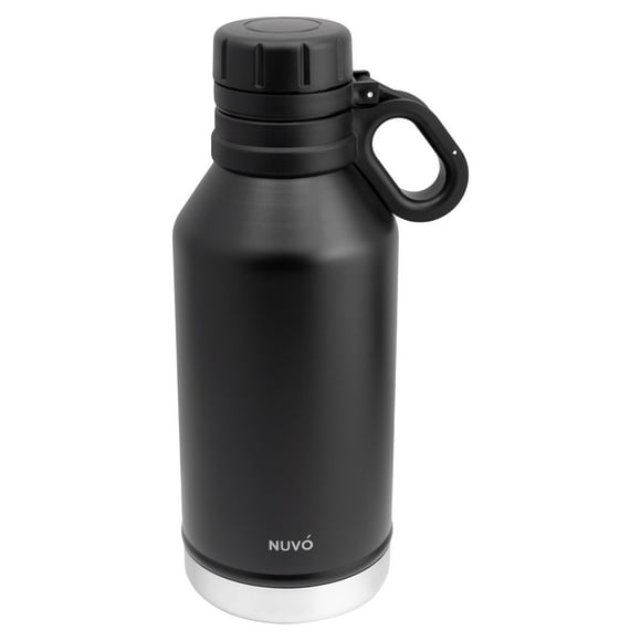Termo Nuvó de Acero Inoxidable con Doble Pared, Termo Acabado Mate con Tapa Tipo Rosca y Agarradera, Capacidad 1.2L, Color Negro