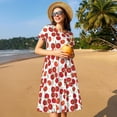 thumbnail image 4 of Disketp Tomato para Vestido de Manga Corta para Mujeres, Vestidos de Verano para Mujeres, Casual y Holgado para la Playa, 4 of 6