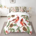 thumbnail image 2 of Ensemble de Literie Cardinal Simple Branches d'Arbre de Pin Housse de Couette, Ensemble de Draps Peinture Baies Rouges Oiseaux Sauvages 7 Pcs Lit en Sac pour Enfants Garçons, 2 of 5