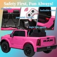 thumbnail image 5 of Kerry Yoo SQ7 Ride on Toys Car, 24V RAM Truck Electric Vehicle for Kids, Pickup Truck, 2 Seater, Bed Storage, Remote Control, Safety Belt, Music- Pink, 5 of 8