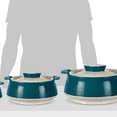 thumbnail image 6 of Casserole for hot food, Double walled insulated inner Stainless Steel hot pot with lid, Serving box for food and roti, insulated serving bowl with lid, Set of 3 Venice, Marble Green, 6 of 6