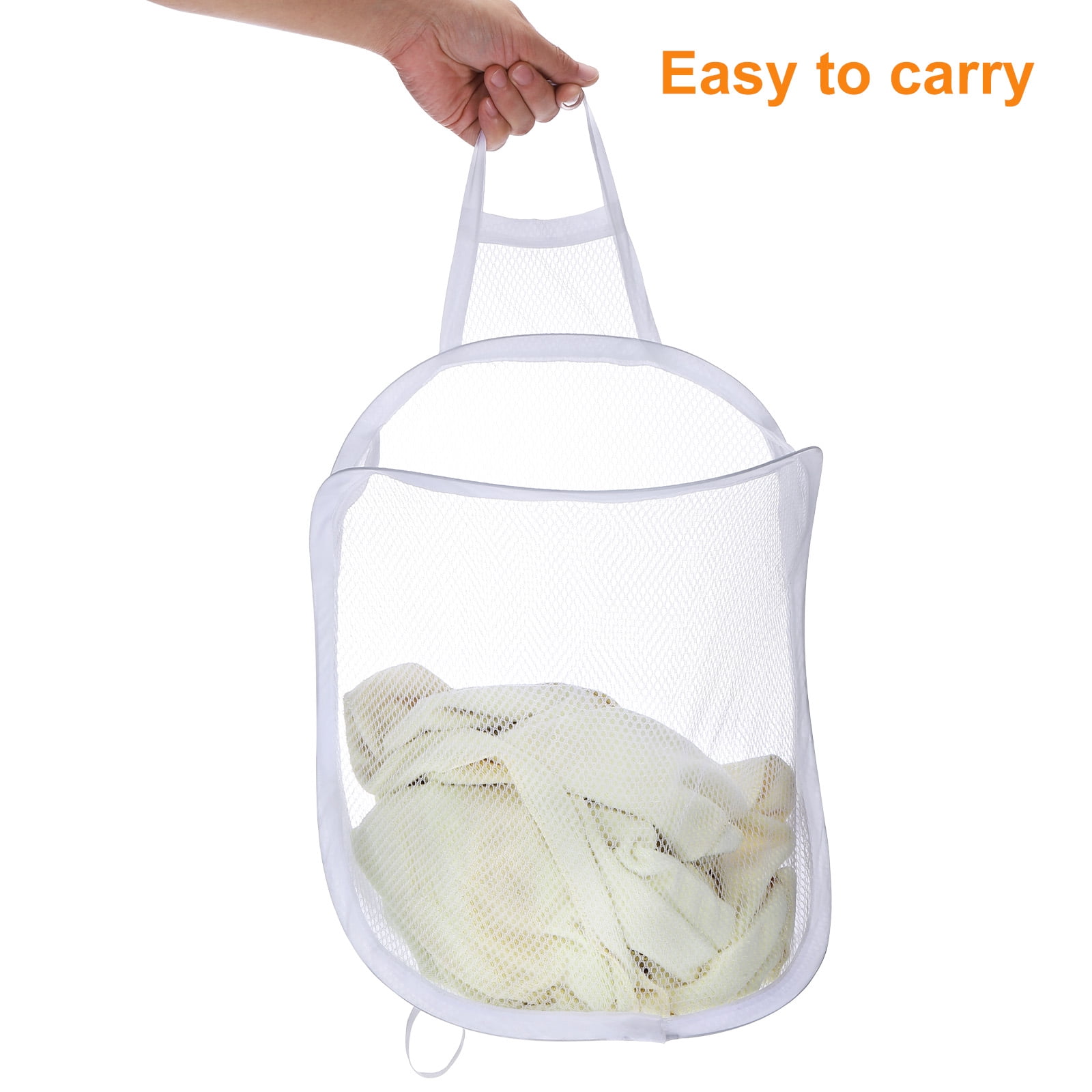 Unique Bargains Hanging Mesh Laundry Bag for Delicates Washing Storage White
