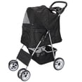 thumbnail image 5 of HomGarden 4 Wheel Pet Dog Stroller Foldable Carrier Strolling Cart for Small Dog Cat W/Storage Basket & Cup Holder, Black, 5 of 12