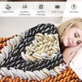 thumbnail image 3 of Nawypu  Acrylic Knitted Throw Blanket, Lightweight and Soft Cozy Decorative Woven Blanket with Tassels for Travel, Couch, Bed, Sofa, Orange and White Wave, 3 of 6